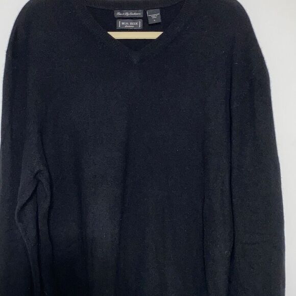 W.H Belk Men's Fine 2 Ply Cashmere Black Long Sleeve Sweater Size Large - Picture 3 of 10